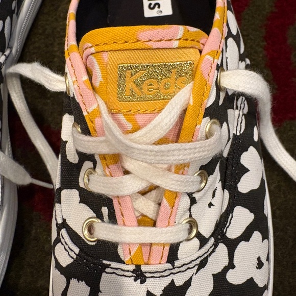 Keds Women's Floral Sneakers - Black, White, and Orange - Picture 2 of 5